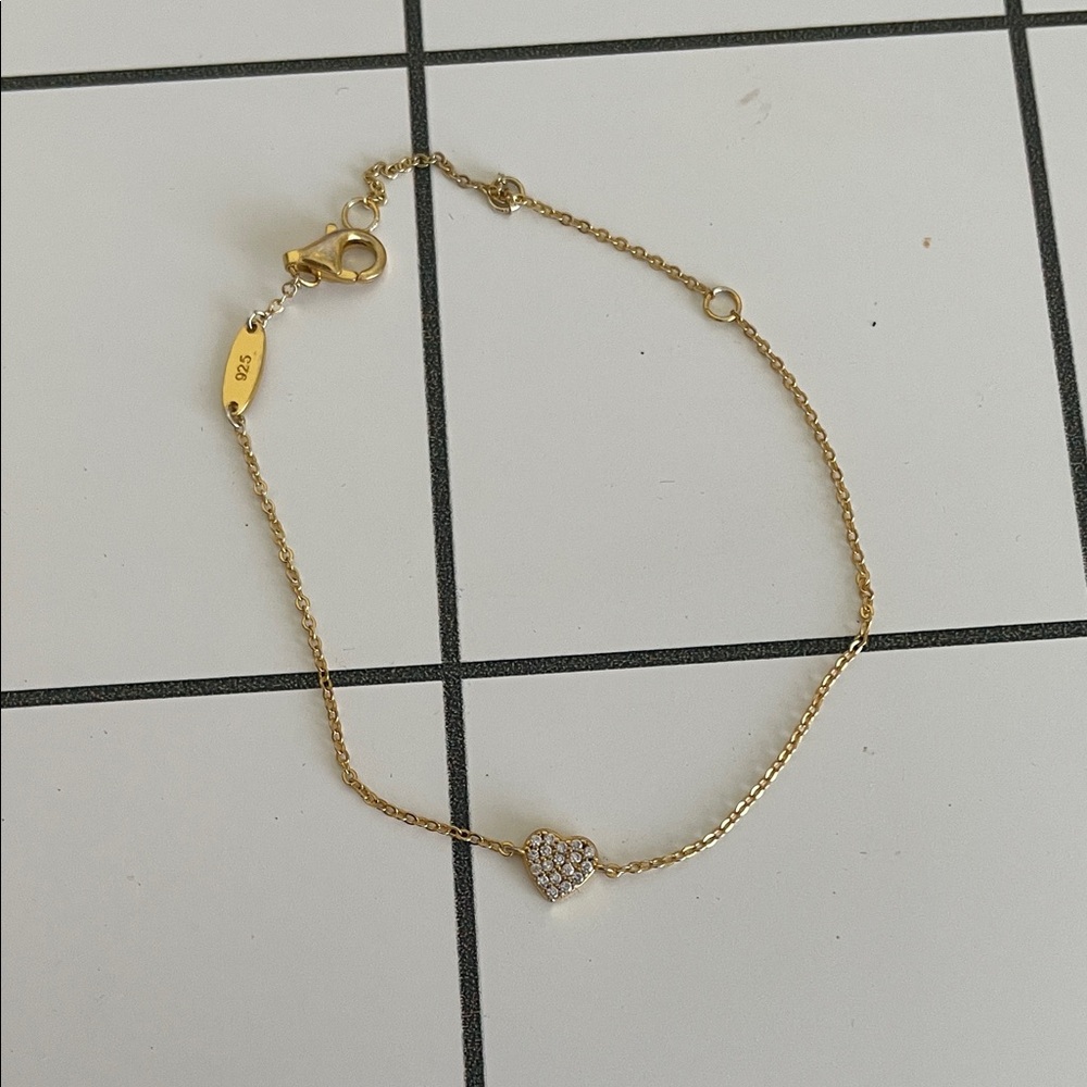 BaubleBar Gold Heart Bracelet with Crystals